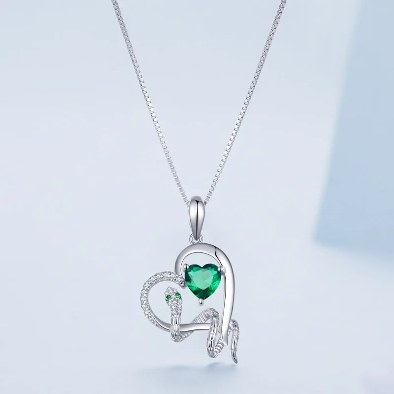 (bild till) Pandora-stil Halsband med Uttömmande Orm som Linger Hjärtform - BSN327 - View 3