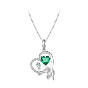 (bild till) Pandora-stil Halsband med Uttömmande Orm som Linger Hjärtform - BSN327