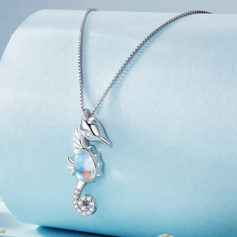 (bild till) Pandora-stil Halsband med Sjöhäst - BSN332 - View 2