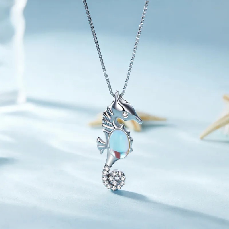 (bild till) Pandora-stil Halsband med Sjöhäst - BSN332 - View 3