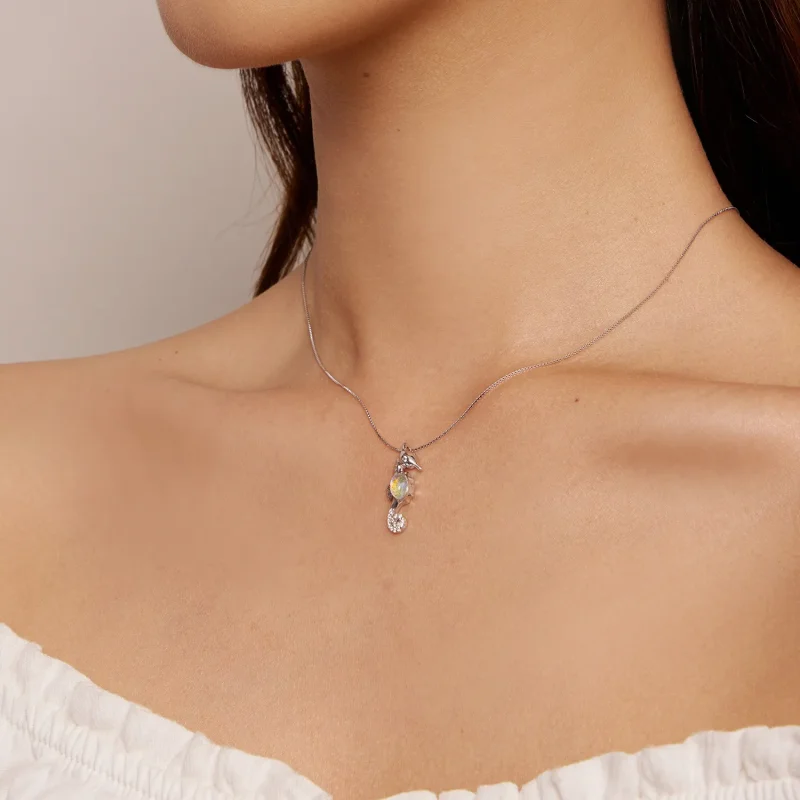 (bild till) Pandora-stil Halsband med Sjöhäst - BSN332 - View 8
