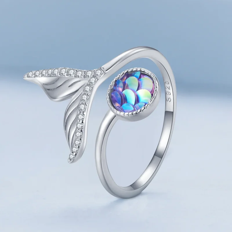 (bild till) Pandora-stil Öppen Ring med Fisksvansdesign - BSR429 - View 2