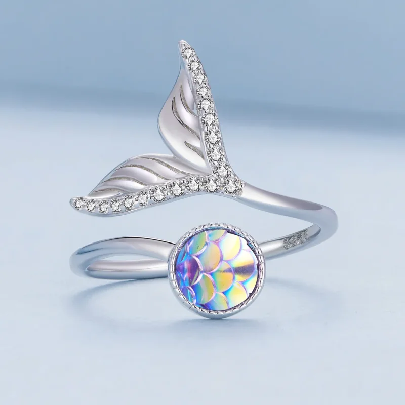 (bild till) Pandora-stil Öppen Ring med Fisksvansdesign - BSR429 - View 3