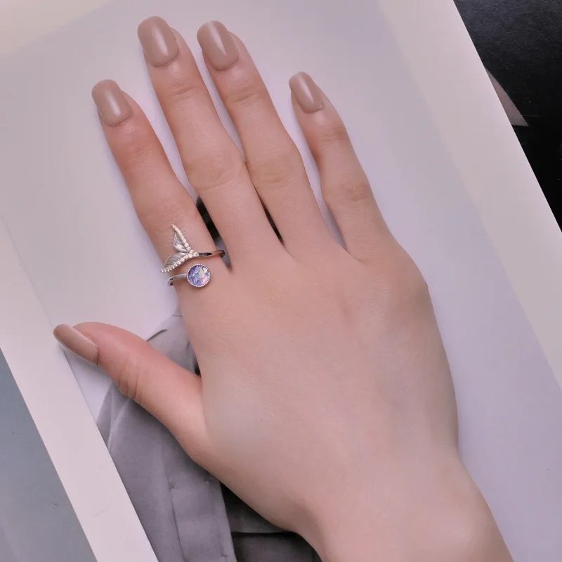 (bild till) Pandora-stil Öppen Ring med Fisksvansdesign - BSR429 - View 4