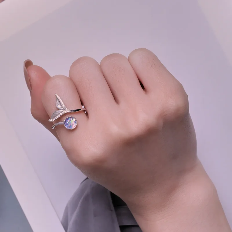 (bild till) Pandora-stil Öppen Ring med Fisksvansdesign - BSR429 - View 5