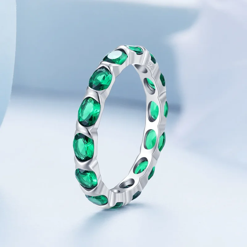 (bild till) Pandora-stil Full Pave Grön Spinel Ring - BSR432 - View 2