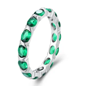 (bild till) Pandora-stil Full Pave Grön Spinel Ring - BSR432