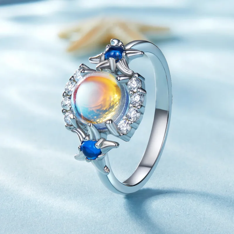 (bild till) Pandora-stil Gradient Moonstone Sjöstjärnering - BSR446 - View 2