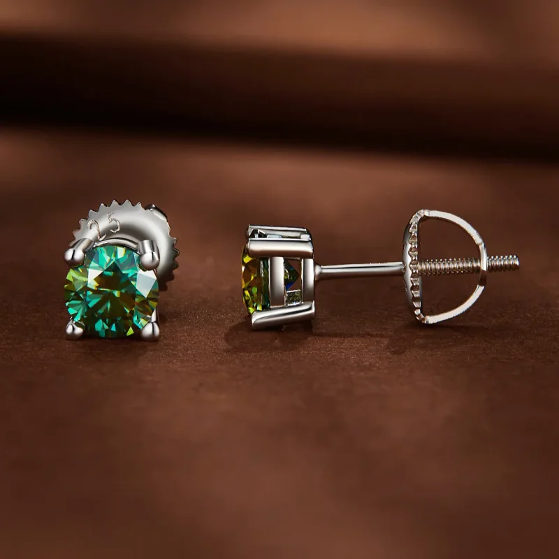 (bild till) Pandora-stil 0,5 karat Fyrklo Moissanite Örhängen - MSE003-CFS - View 2