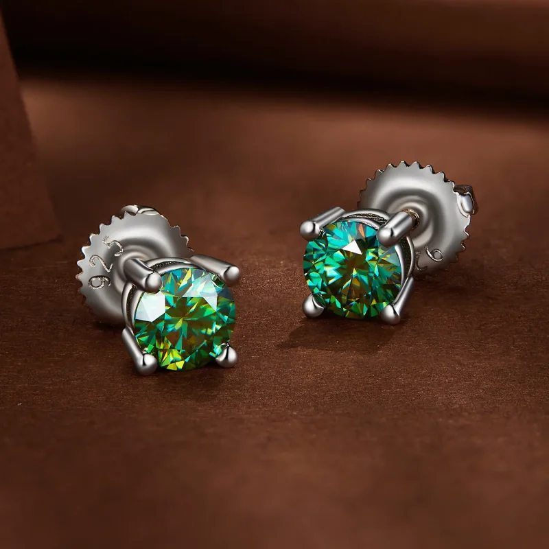 (bild till) Pandora-stil 0,5 karat Fyrklo Moissanite Örhängen - MSE003-CFS - View 3