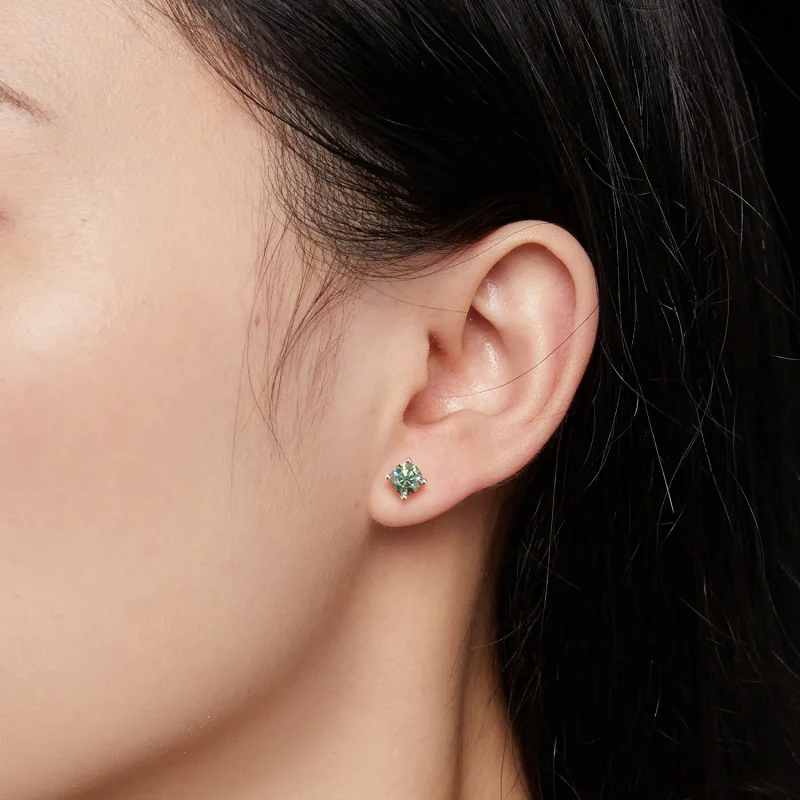 (bild till) Pandora-stil 0,5 karat Fyrklo Moissanite Örhängen - MSE003-CFS - View 4