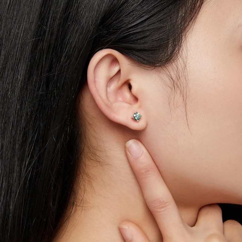 (bild till) Pandora-stil 0,5 karat Fyrklo Moissanite Örhängen - MSE003-CFS - View 6