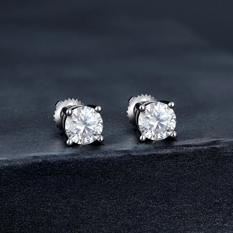 (bild till) Pandora-stil Enkarat Fyra Klor Moissanite Stiftöronhängen - MSE003-L - View 2