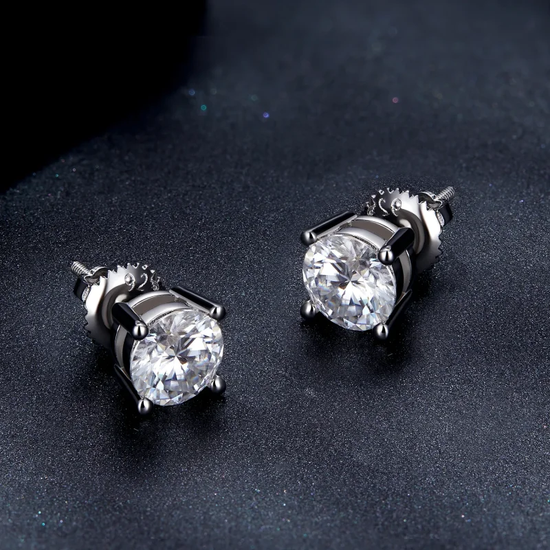 (bild till) Pandora-stil Enkarat Fyra Klor Moissanite Stiftöronhängen - MSE003-L - View 4