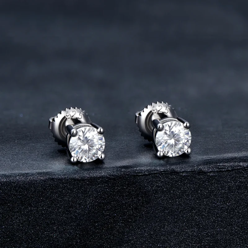 (bild till) Pandora-stil 0,5 karat Fyrklo Moissanite Örhängen - MSE003-S - View 2