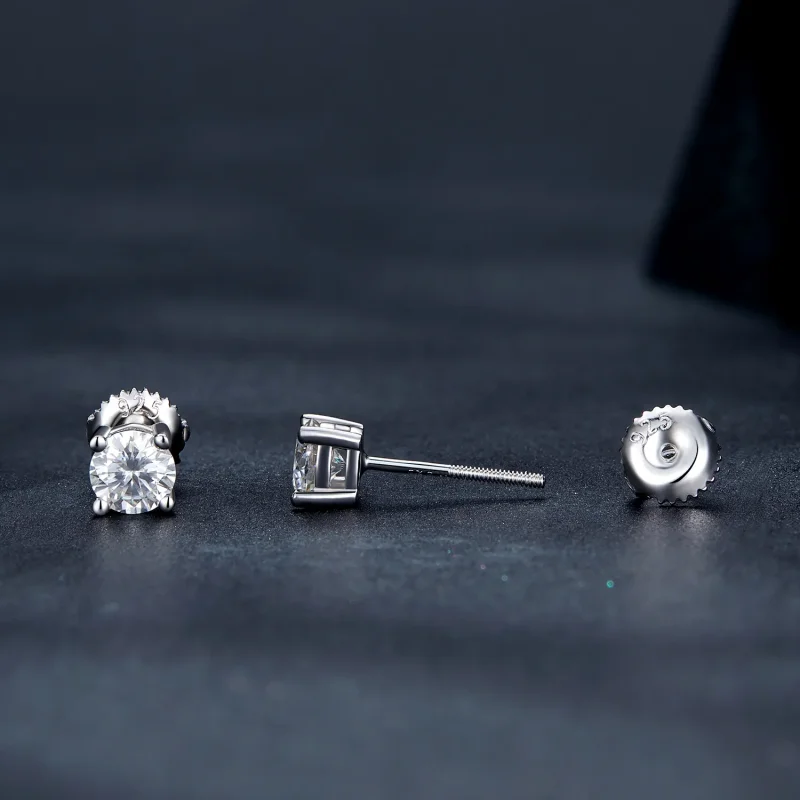 (bild till) Pandora-stil 0,5 karat Fyrklo Moissanite Örhängen - MSE003-S - View 3