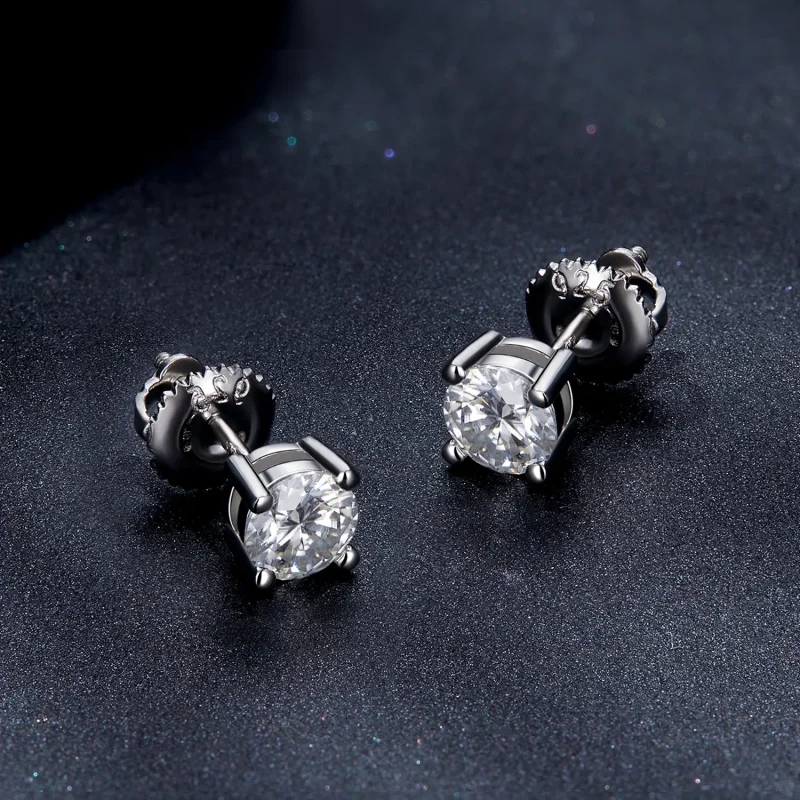 (bild till) Pandora-stil 0,5 karat Fyrklo Moissanite Örhängen - MSE003-S - View 4