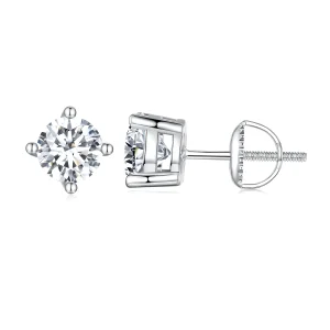(bild till) Pandora Style En Karat Fyra Klor Moissanite Örhängen - MSE003-XL
