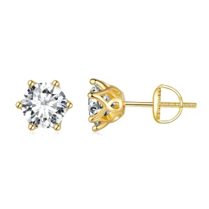 (bild till) Pandora-stil Förgyllade Örhängen med Enkarat Moissanite och Sexklor - MSE004-BL