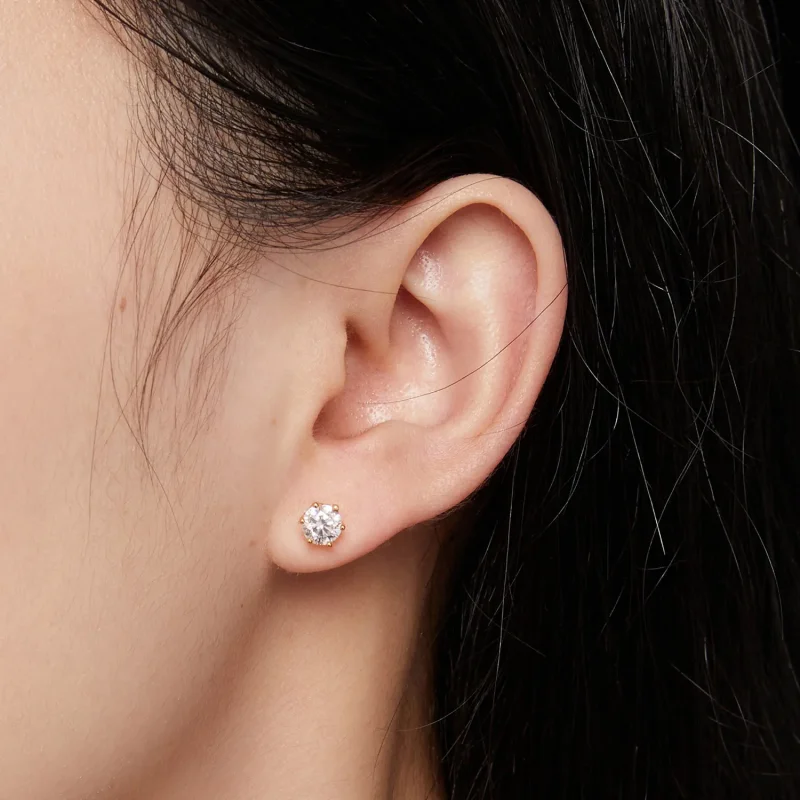 (bild till) Pandora-stil Förgyllad 0,5 karat Sex-klor Moissanite Örhängen - MSE004-BS - View 4