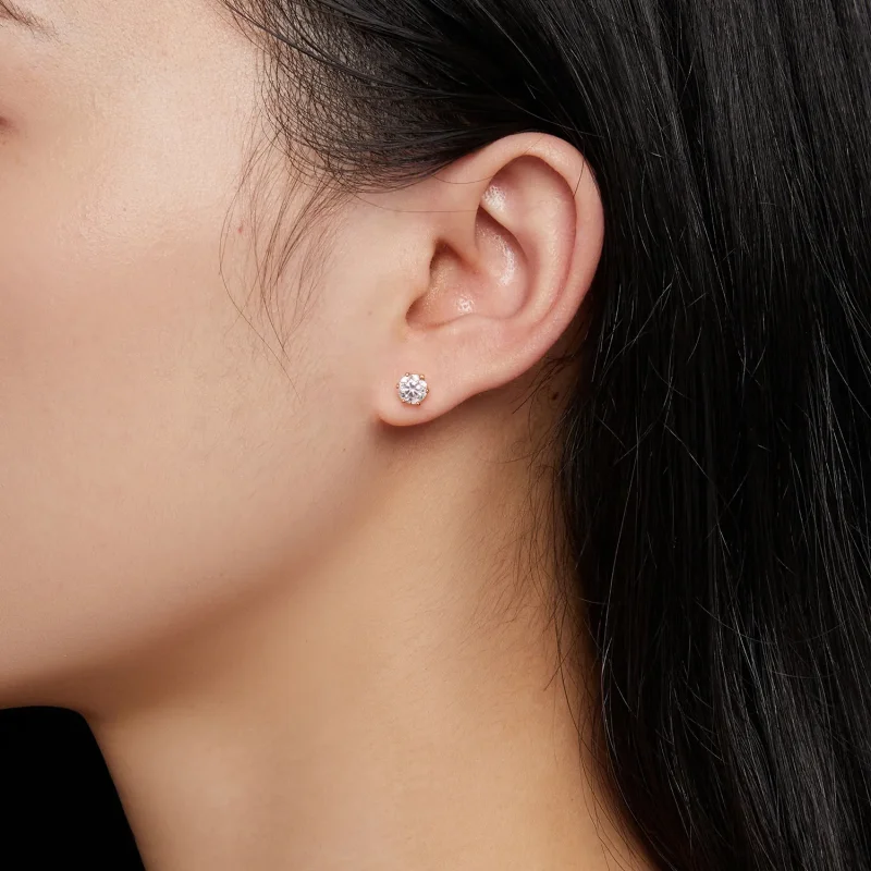(bild till) Pandora-stil Förgyllad 0,5 karat Sex-klor Moissanite Örhängen - MSE004-BS - View 5