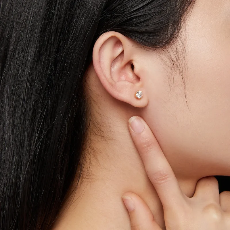 (bild till) Pandora-stil Förgyllad 0,5 karat Sex-klor Moissanite Örhängen - MSE004-BS - View 6