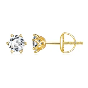(bild till) Pandora-stil Förgyllad 0,5 karat Sex-klor Moissanite Örhängen - MSE004-BS