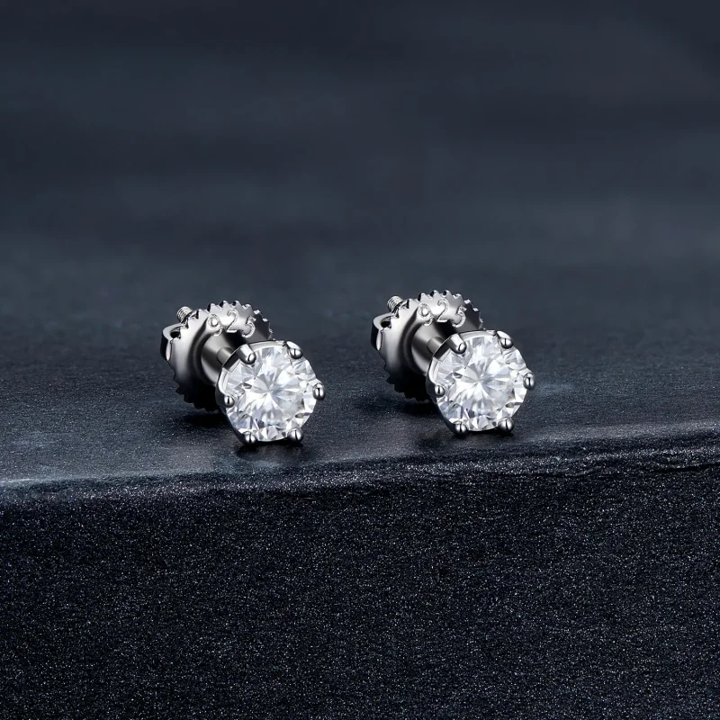 (bild till) Pandora-stil 0,5 karat Fyrklo Moissanite Örhängen - MSE004-S - View 2