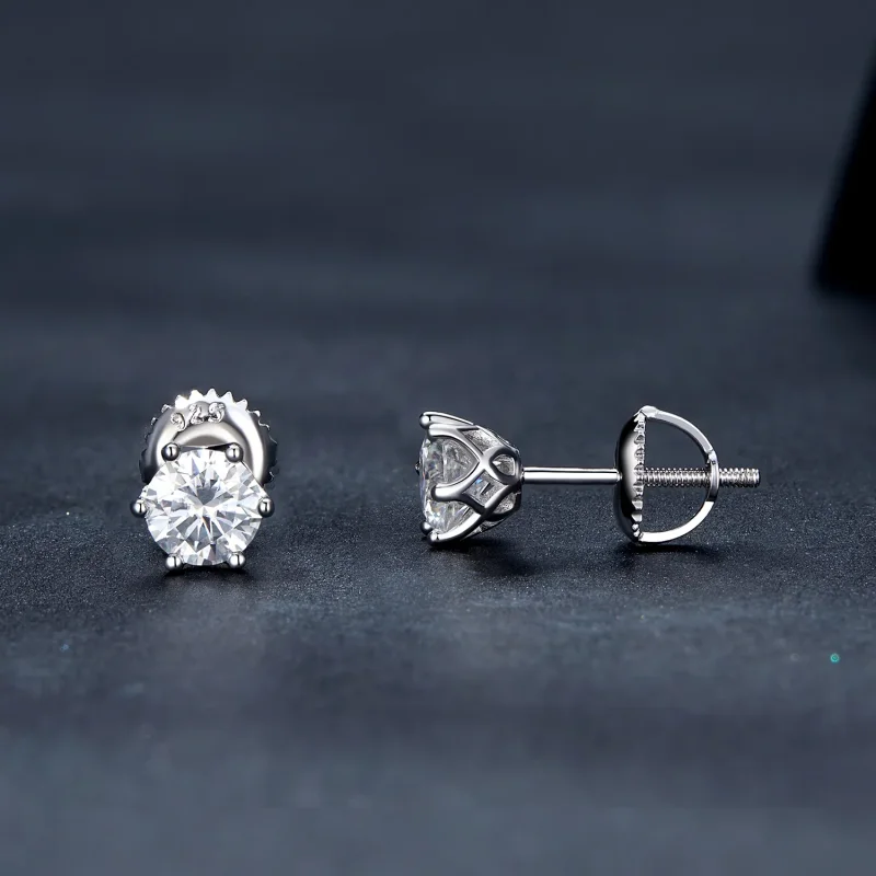 (bild till) Pandora-stil 0,5 karat Fyrklo Moissanite Örhängen - MSE004-S - View 3
