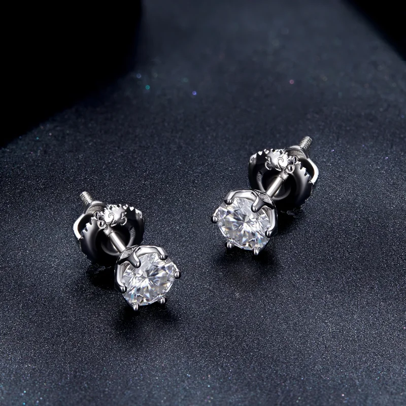 (bild till) Pandora-stil 0,5 karat Fyrklo Moissanite Örhängen - MSE004-S - View 4