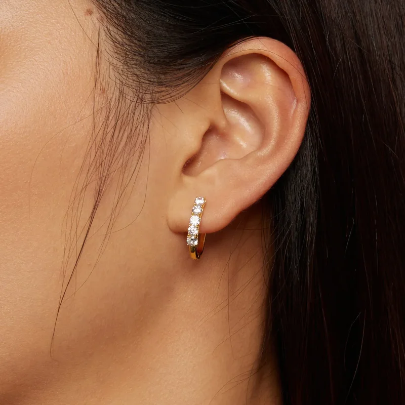 (bild till) Pandora-stil U-formade Moissanite-mönsterörhängen - MSE011-B - View 8