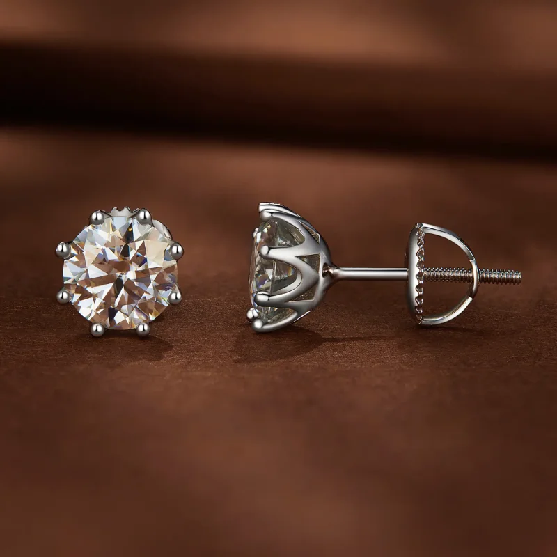(bild till) Pandora-stil 1 karat Moissanite-stiftöronhängen - MSE019-L - View 2