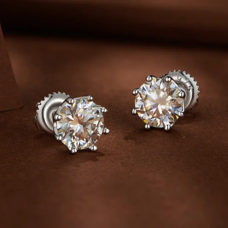 (bild till) Pandora-stil 1 karat Moissanite-stiftöronhängen - MSE019-L - View 3