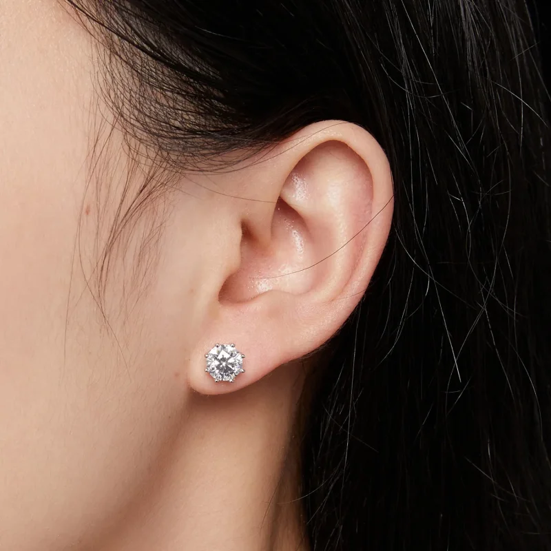 (bild till) Pandora-stil 1 karat Moissanite-stiftöronhängen - MSE019-L - View 4