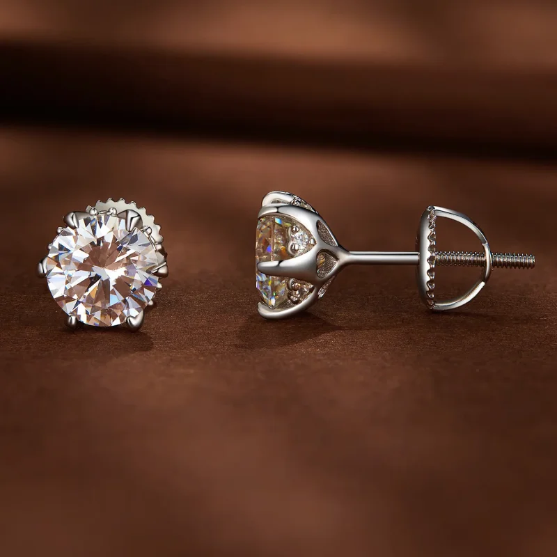 (bild till) Pandora-stil 1 karat Moissanite-stiftöronhängen - MSE020-L - View 2