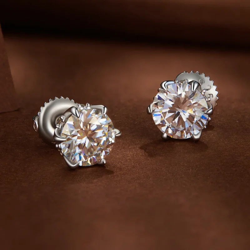 (bild till) Pandora-stil 1 karat Moissanite-stiftöronhängen - MSE020-L - View 3