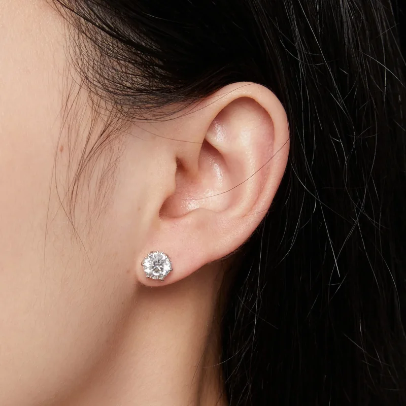 (bild till) Pandora-stil 1 karat Moissanite-stiftöronhängen - MSE020-L - View 4