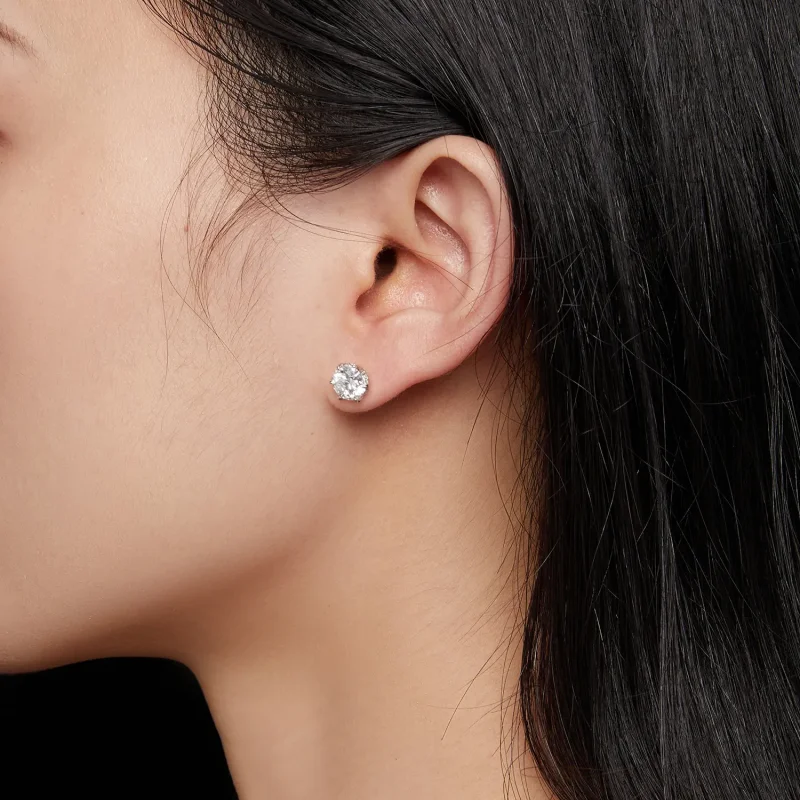 (bild till) Pandora-stil 1 karat Moissanite-stiftöronhängen - MSE020-L - View 5