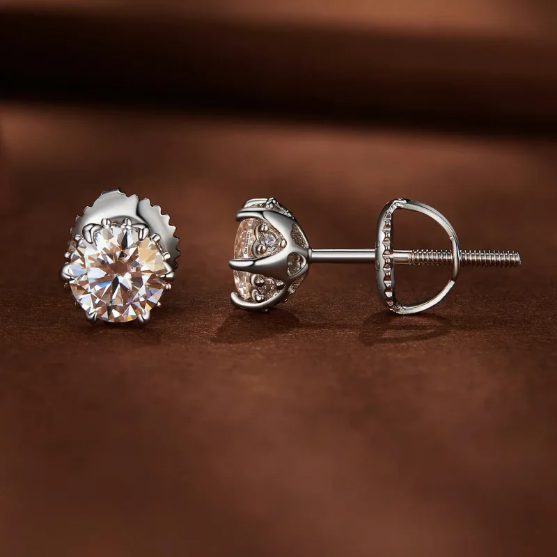 (bild till) Pandora-stil 0,5 karat Moissanite-stiftöronhängen - MSE020-S - View 2
