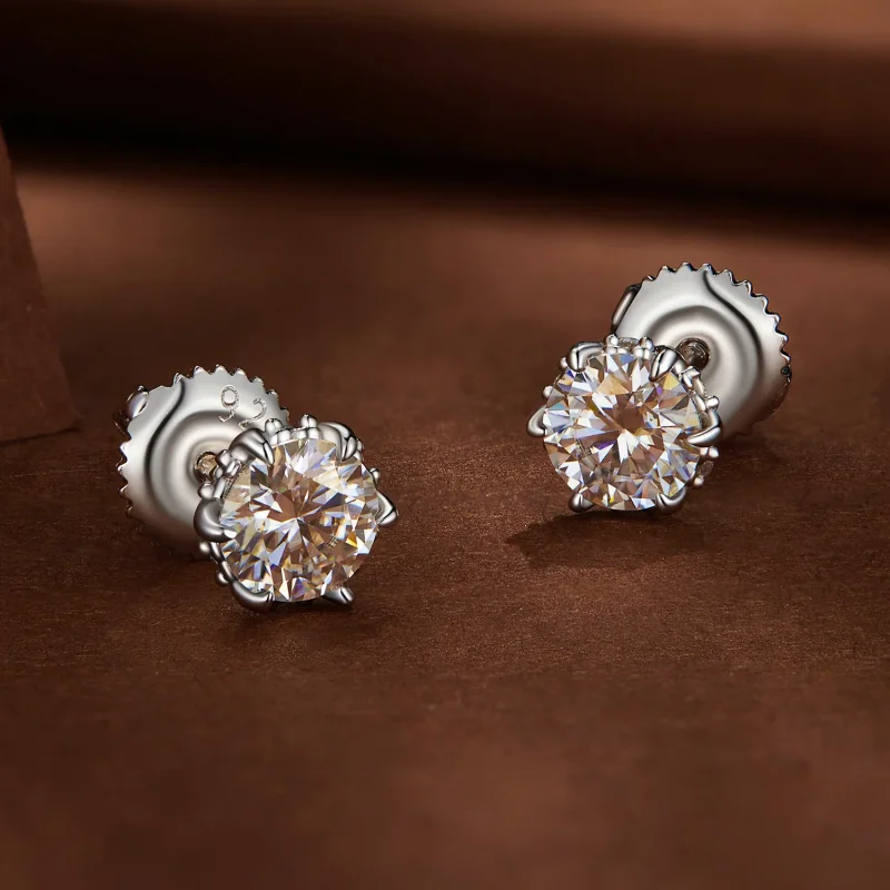 (bild till) Pandora-stil 0,5 karat Moissanite-stiftöronhängen - MSE020-S - View 3