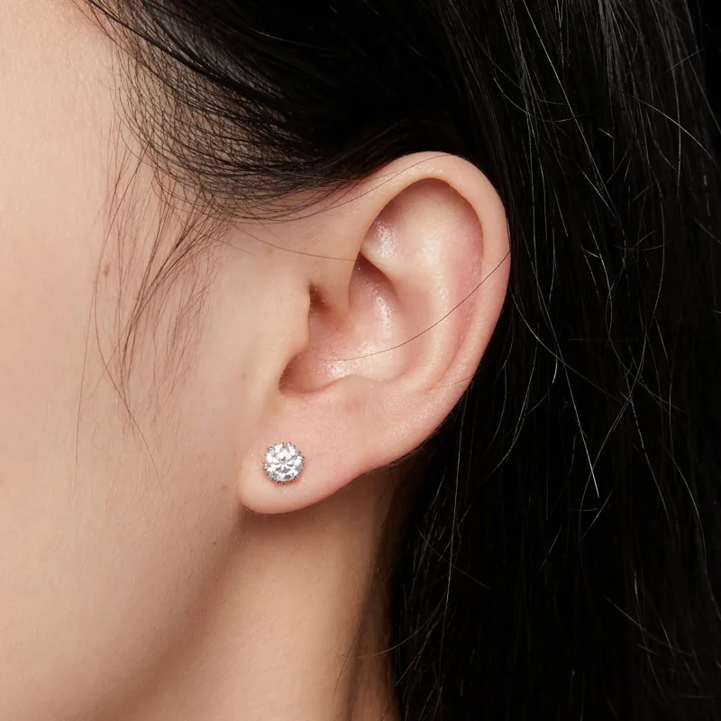 (bild till) Pandora-stil 0,5 karat Moissanite-stiftöronhängen - MSE020-S - View 4