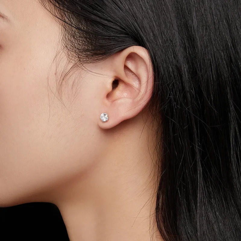 (bild till) Pandora-stil 0,5 karat Moissanite-stiftöronhängen - MSE020-S - View 5