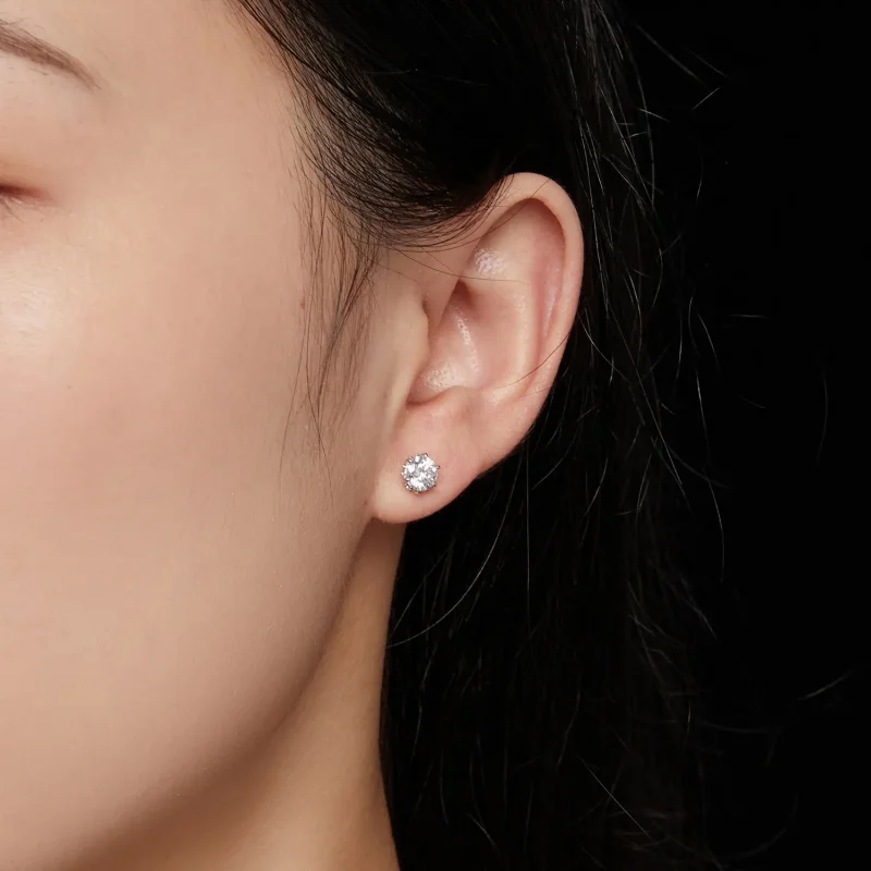 (bild till) Pandora-stil 0,5 karat Moissanite-stiftöronhängen - MSE020-S - View 7
