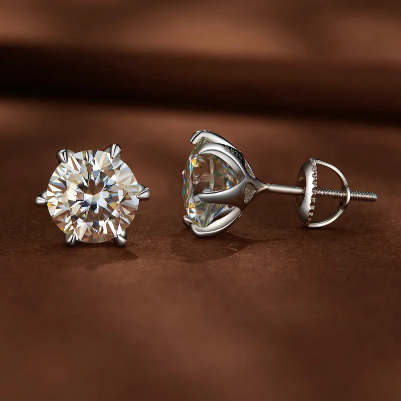 (bild till) Pandora Style 2 karat Moissanite-studsöronhängen - MSE021-L - View 2
