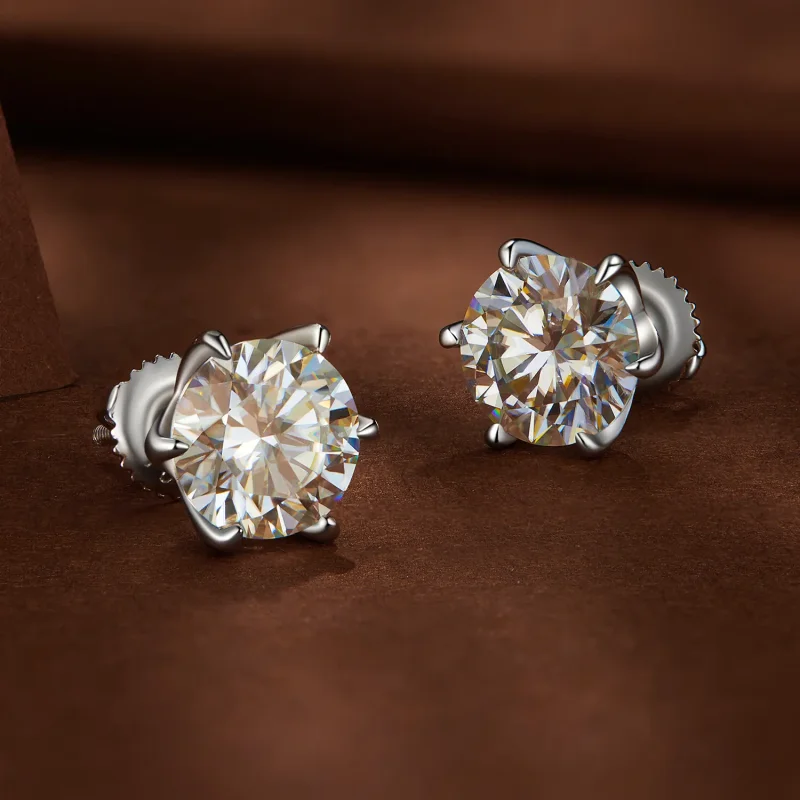 (bild till) Pandora Style 2 karat Moissanite-studsöronhängen - MSE021-L - View 3