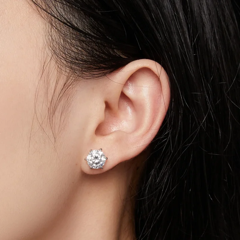(bild till) Pandora Style 2 karat Moissanite-studsöronhängen - MSE021-L - View 4