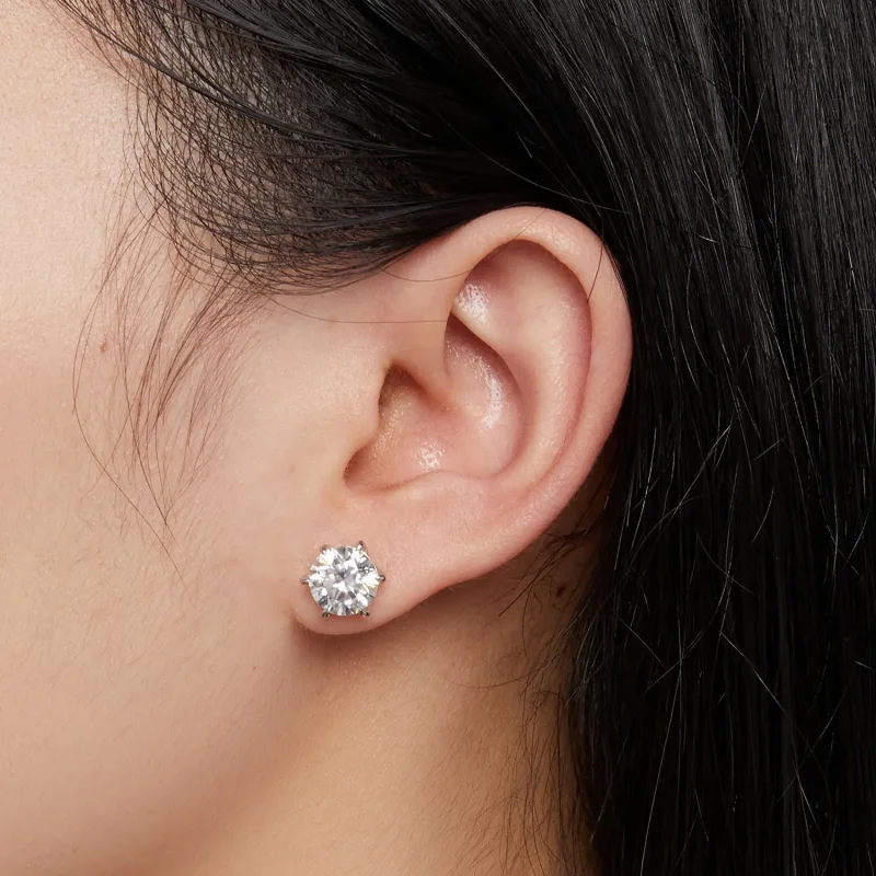 (bild till) Pandora Style 2 karat Moissanite-studsöronhängen - MSE021-L - View 5
