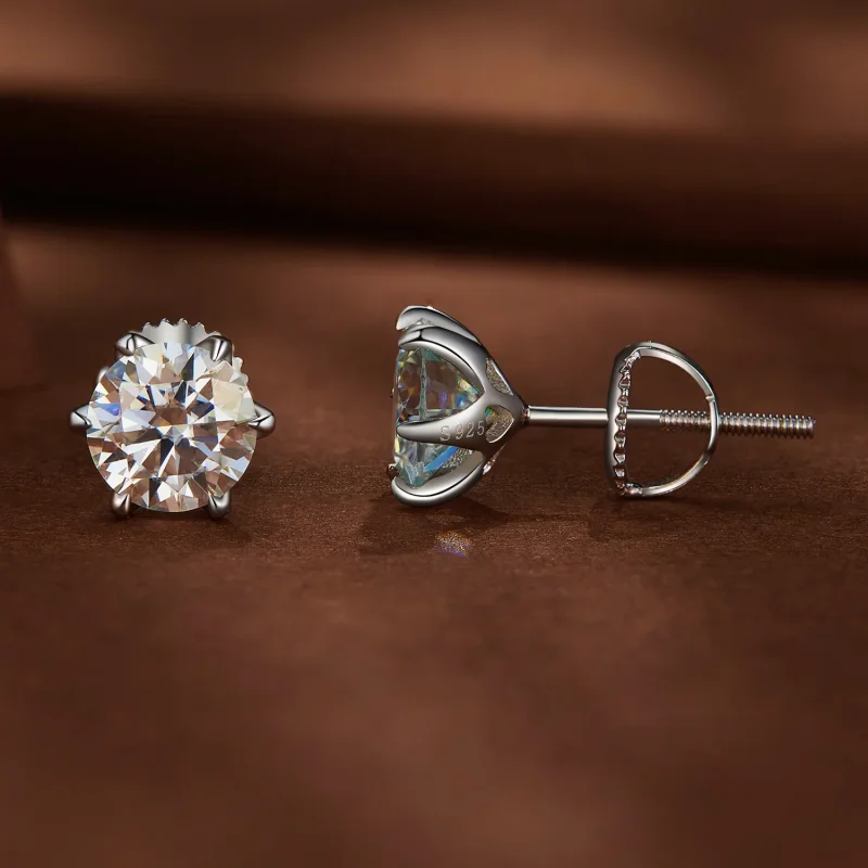 (bild till) Pandora-stil 1 karat Moissanite-sticköronringar - MSE021-S - View 2