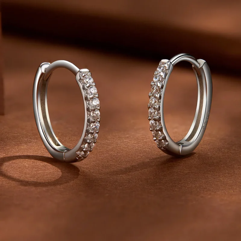 (bild till) Pandora-stil Fin Moissanite-örhängen - MSE022 - View 4