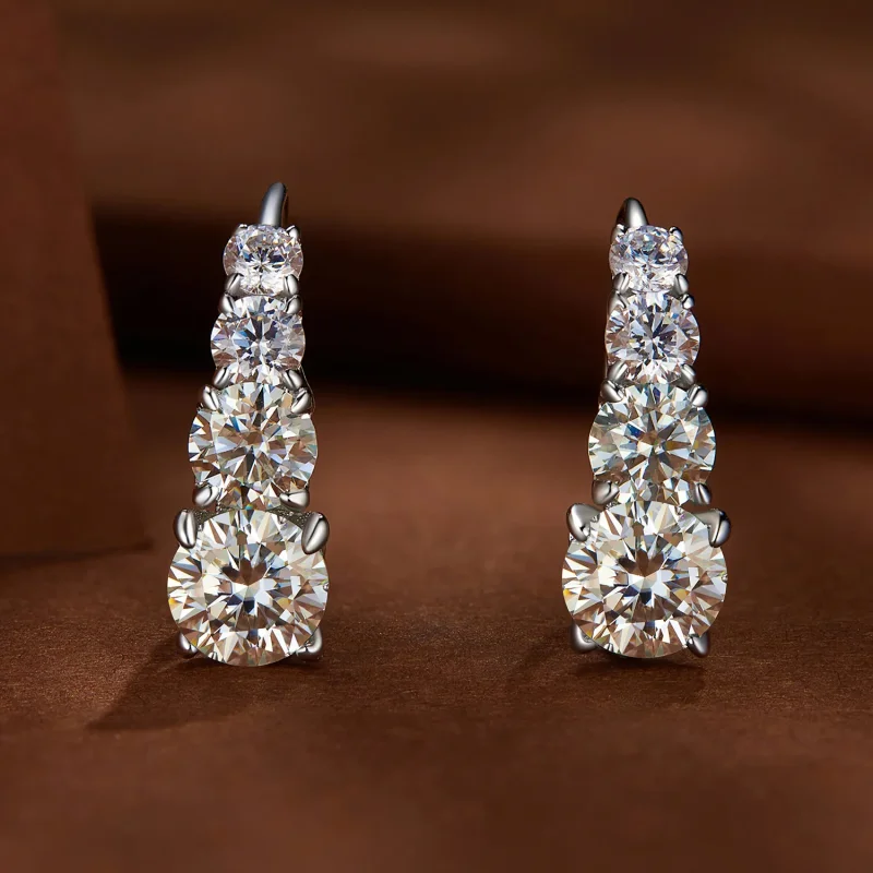 (bild till) Pandora-stil Moissanite-örhängen i form av ringar - MSE023 - View 2
